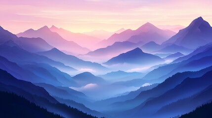 Obraz premium Misty Mountain Sunrise, Scenic Valley View, Himalayan Landscape, Travel Poster