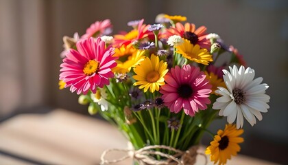 Obraz premium a vase filled with lots of colorful flowers