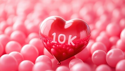 Thank You For 100,000 Followers: Celebrating With Pink Heart, Red Balloons, And Ball For Social Network Friends And Web Users.