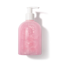 pink soap bottle isolated