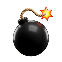 Cartoon Bomb with Lit Fuse and Sparks in Comic Style on Transparent Background 