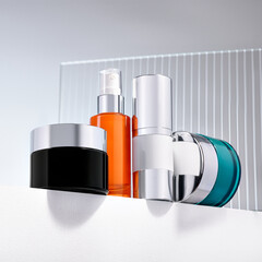 set of cosmetic bottles