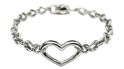 A heart-shaped bracelet with silver accents, isolated on white background in HD