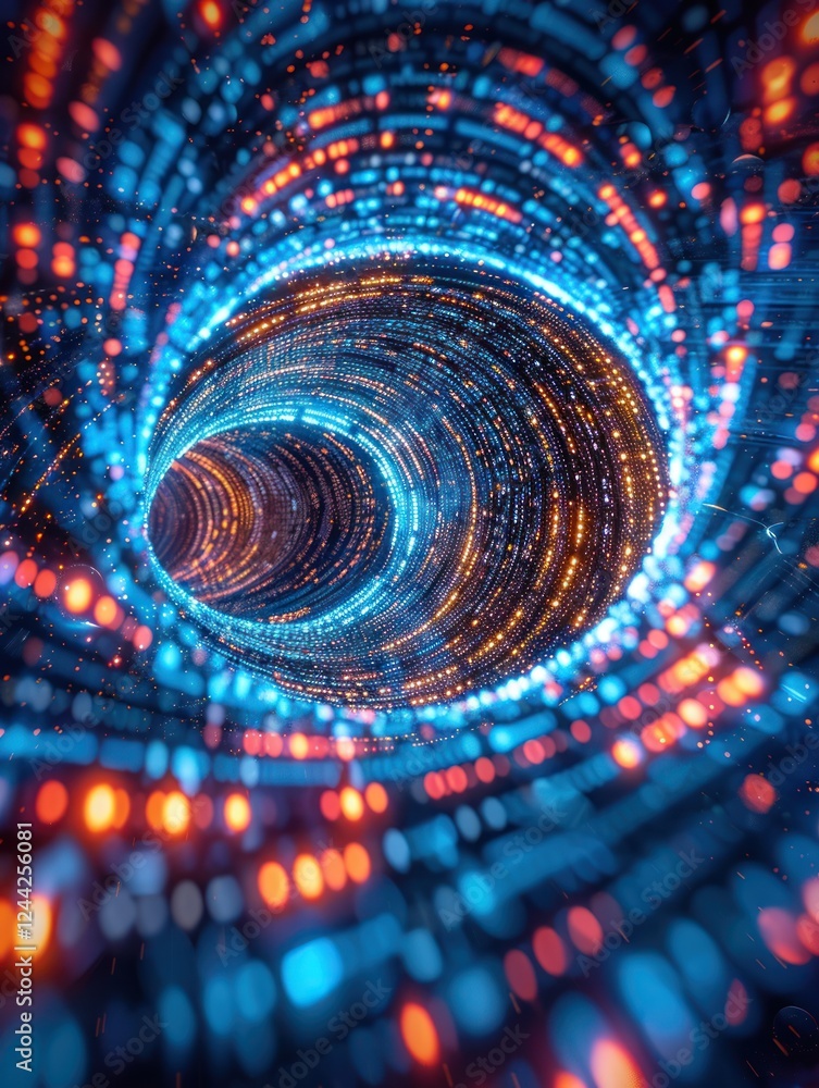 Poster a dynamic vortex forms as a neon data stream pulsing with energy creates an immersive experience of 