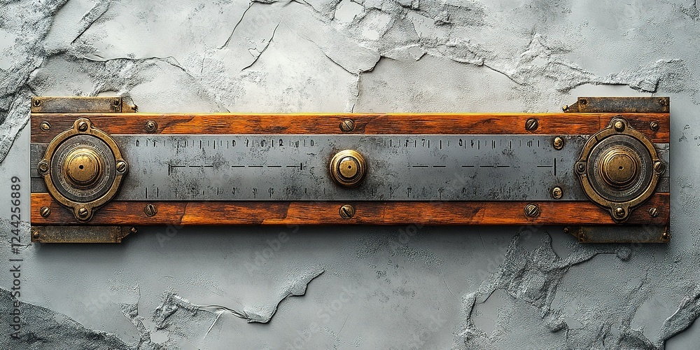 Poster old-fashioned measuring tool resting on textured stone background showcasing vintage design and craf