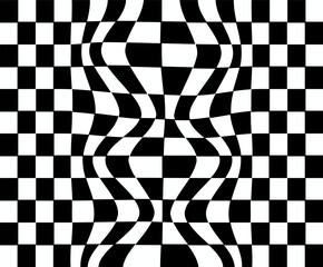 Obraz premium Groovy checkered seamless patterns, vintage aesthetic, Abstract illustration of with black and white square cells. Op art pattern checkered textures. Retro chest pattern 70s 90s background texture.eps