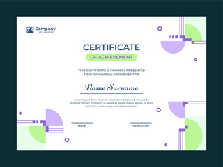 Colorful mosaic certificate template vector design