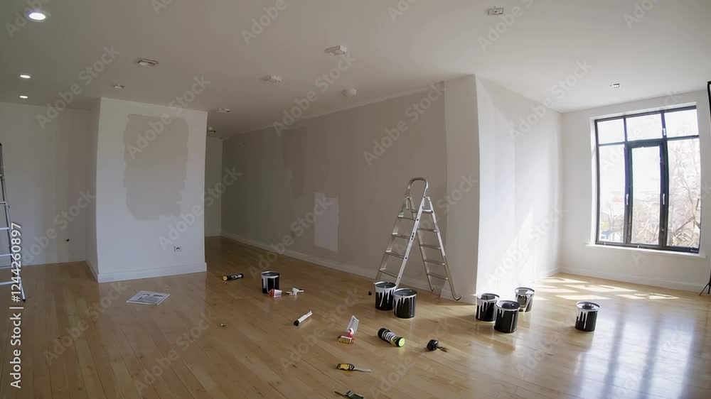 Poster room transformation unfolds gradually, showcasing the progress of a home renovation project with pai