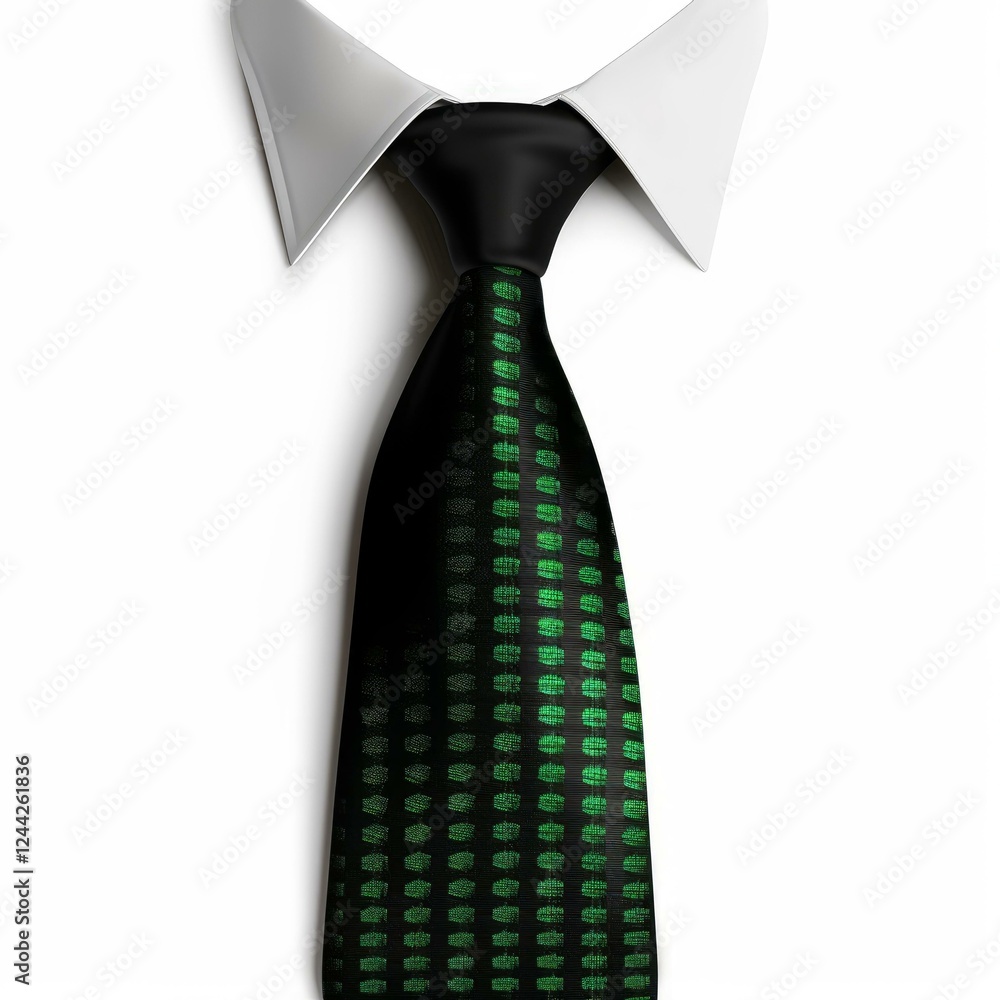 Poster stylish black tie with a subtle green dotted pattern, adding a touch of sophistication to formal att