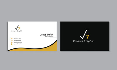 Creative clean modern double sided business card design template in black and yellow color