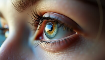 Fototapeta premium Close-up of a woman's eye showcasing precision with a drop, attention to detail