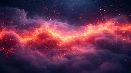 A purple and orange cloud with a lot of fire