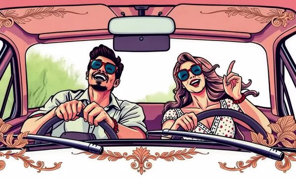 man and woman in the car