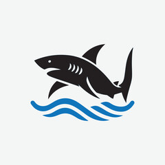 Shark silhouette logo with white background