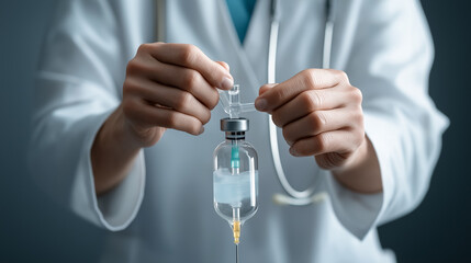 Healthcare professional prepares vaccine in a clinical setting