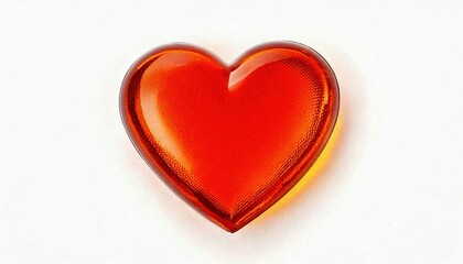 Fototapeta premium Bright red heart shape made from translucent material isolated on white