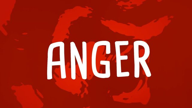 word anger animated on red background