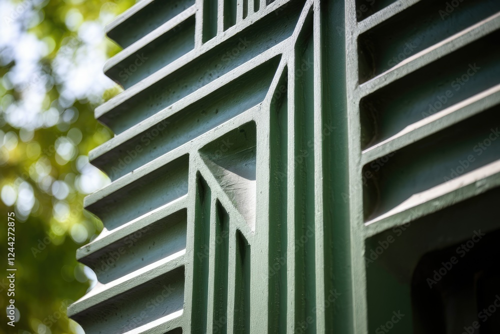 Aufkleber Geometric concrete structure with repeating linear patterns, creating a modern architectural detail.