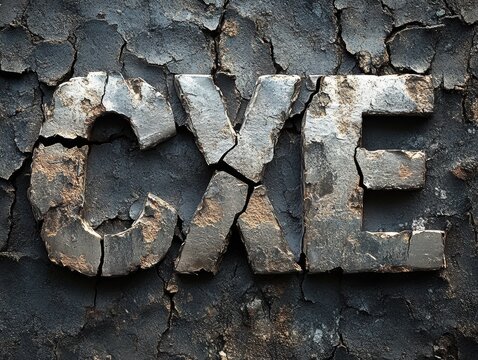 Metallic letters "CXE" cracked and weathered against a textured dark background.