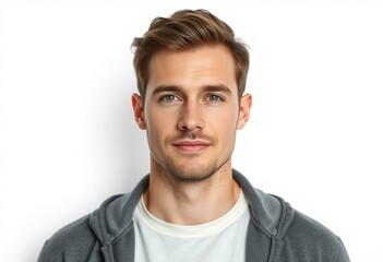 Obraz premium Male portrait with neutral expression on white background