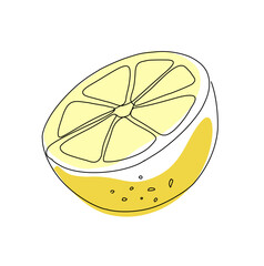 Lemon fruit in continuous line art drawing style. Orange fruit concept accompanied by lemon fruit in line art drawing. Vector art illustration.