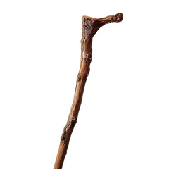 Obraz premium A Wooden Walking Stick on White Background