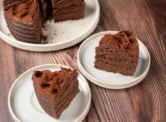 Indulge in Rich Chocolate Cake Layers: A Visual Delight of Decadent Cocoa and Cream Perfect for Celebrations and Sweet Tooth Indulgence