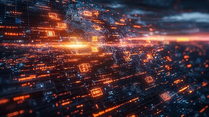 Fototapeta premium Global network data flow, digital world map, technology background, futuristic concept