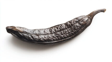 Obraz premium Single vanilla bean pod with wrinkled texture