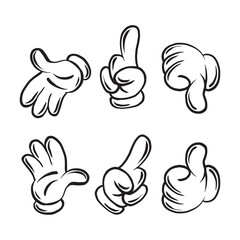 Obraz premium Cartoon hand gloved gesture vector set illustration