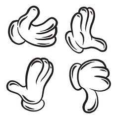 Obraz premium Cartoon hand gloved gesture vector set illustration