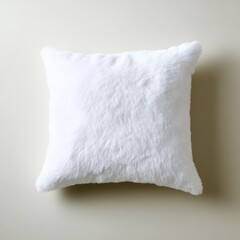 Soft Fluffy White Pillow with Delicate Stitching Details on Surface