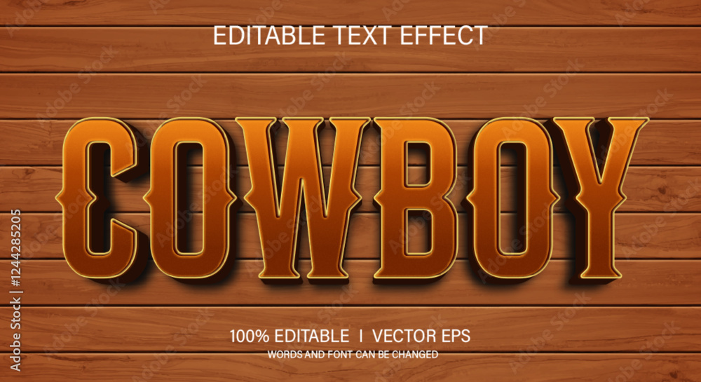 Aufkleber  cowboy vector text effect with modern style design
