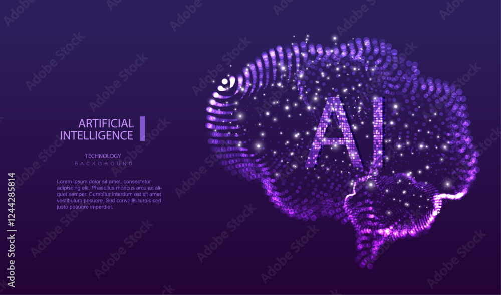 Aufkleber ai brain technology infographic background. futuristic artificial intelligence mind design. connecti
