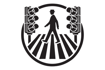 Pedestrian Crossing Sign with Traffic Lights