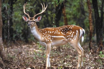 Fallow Buck in Wilderness: A Majestic Stag Amongst the Trees