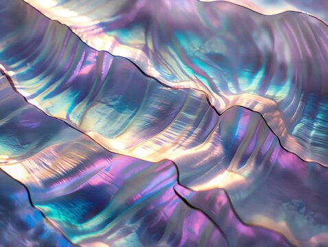 Detailed macro photography of a vibrant mother-of-pearl shell with intricate patterns and iridescent colors, showcasing natural beauty and texture a close up of a colorful shell