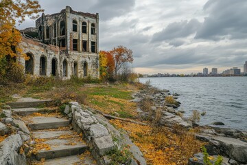 Obraz premium Historic Belle Isle: A Famous Autumn Landmark in Detroit, Michigan, USA