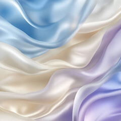 Obraz premium Soft satin fabric in blue, cream, and lavender hues creates an elegant texture for fashion designs and decor projects