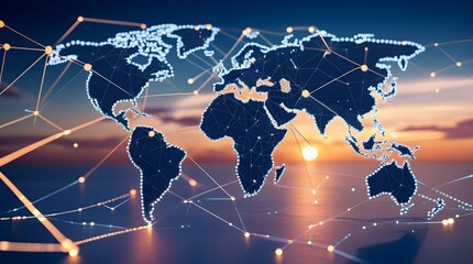 Fototapeta premium The Connected World: A Night Time 3D Visualization 