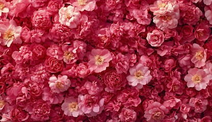 Fototapeta premium Vibrant display of pink and red flowers in a lush arrangement capturing natural beauty