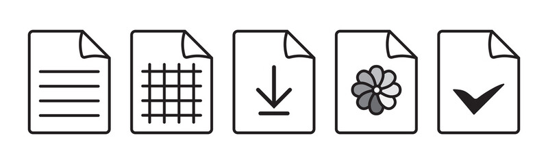 File format. Line icons set. Document labels. Vector. Illustration