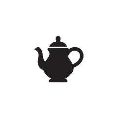 teapot isolated on white.Simple Vector Illustration of a Teapot.A classic, simple silhouette of a coffee cup and saucer, with rising steam.