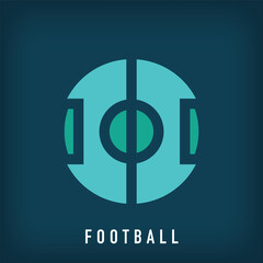 Modern round football ball and field logo design. Creative sports club design, corporate identity. vector