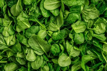 Close-up of a pile of mixed green salad leaves