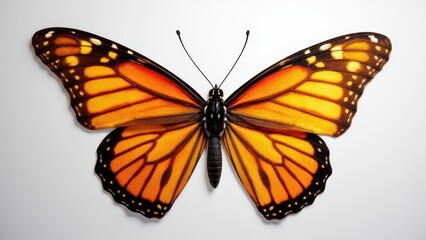 A vibrant butterfly stencil with detailed orange and black wings, perfect for art and craft projects.