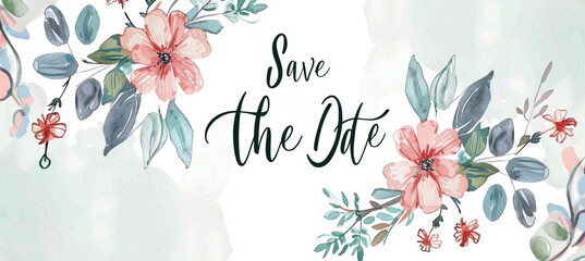 Whimsical Floral Save the Date Card Design with Playful Watercolor Illustrations for Weddings