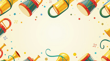 Festive Carnival Background with Musical Instruments and Decorative Elements