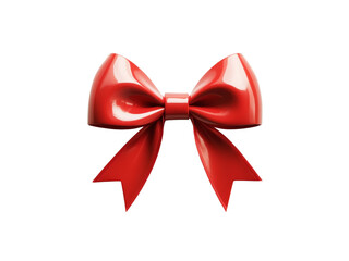 Fototapeta premium Realistic decorative red bow with horizontal red ribbons isolated isolated on transparent background.