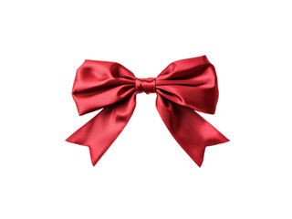 Fototapeta premium Realistic decorative red bow with horizontal red ribbons isolated isolated on transparent background.